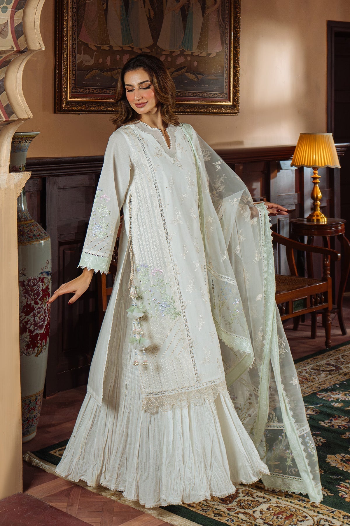 Sahar | Festive Edit Ready to Wear | Vanilla Sky - RTW-Brand:Sahar-Type:Ladies Clothes-White-Lawn-House of Maryam- Buy in UK, USA