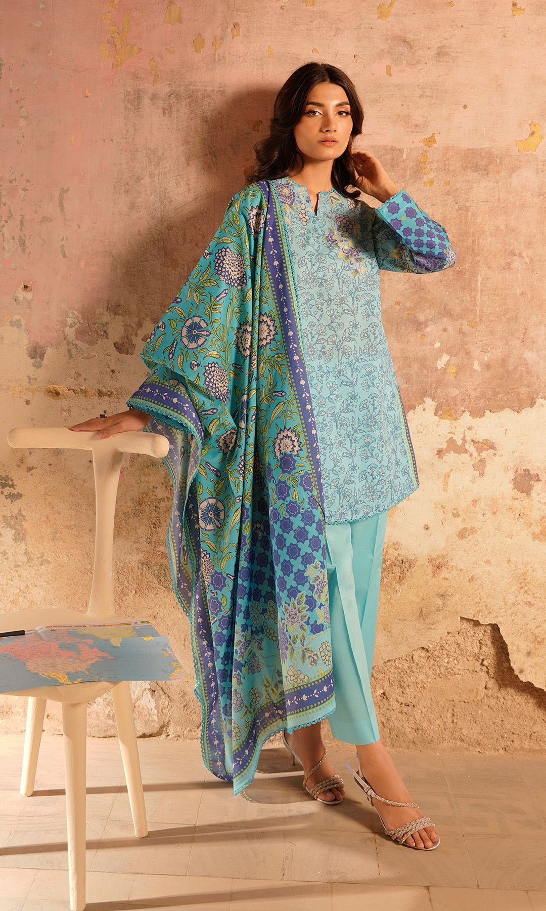 Sahar | Selene Vol 2 | Cerulean Haven-Brand:Sahar-Type:Ladies Clothes-Ice Blue-Lawn-House of Maryam- Buy in UK, USA