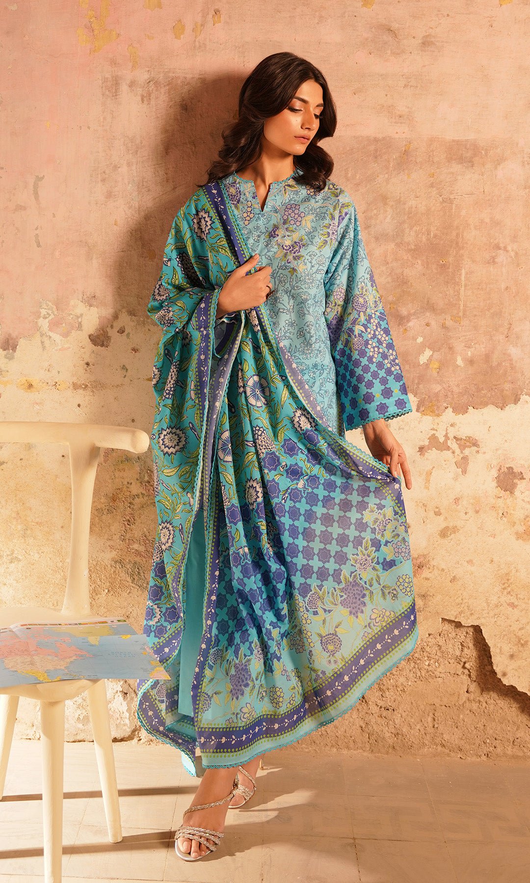 Sahar | Selene Vol 2 | Cerulean Haven-Brand:Sahar-Type:Ladies Clothes-Ice Blue-Lawn-House of Maryam- Buy in UK, USA