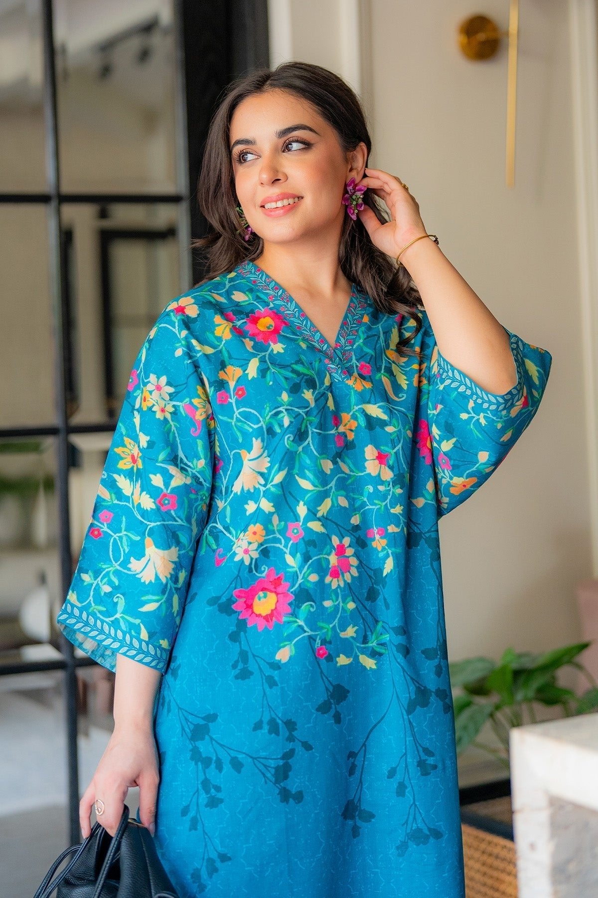 Sahar | Selene Vol 2 | Floral splash-Brand:Sahar-Type:Ladies Clothes-Teal-Lawn-House of Maryam- Buy in UK, USA