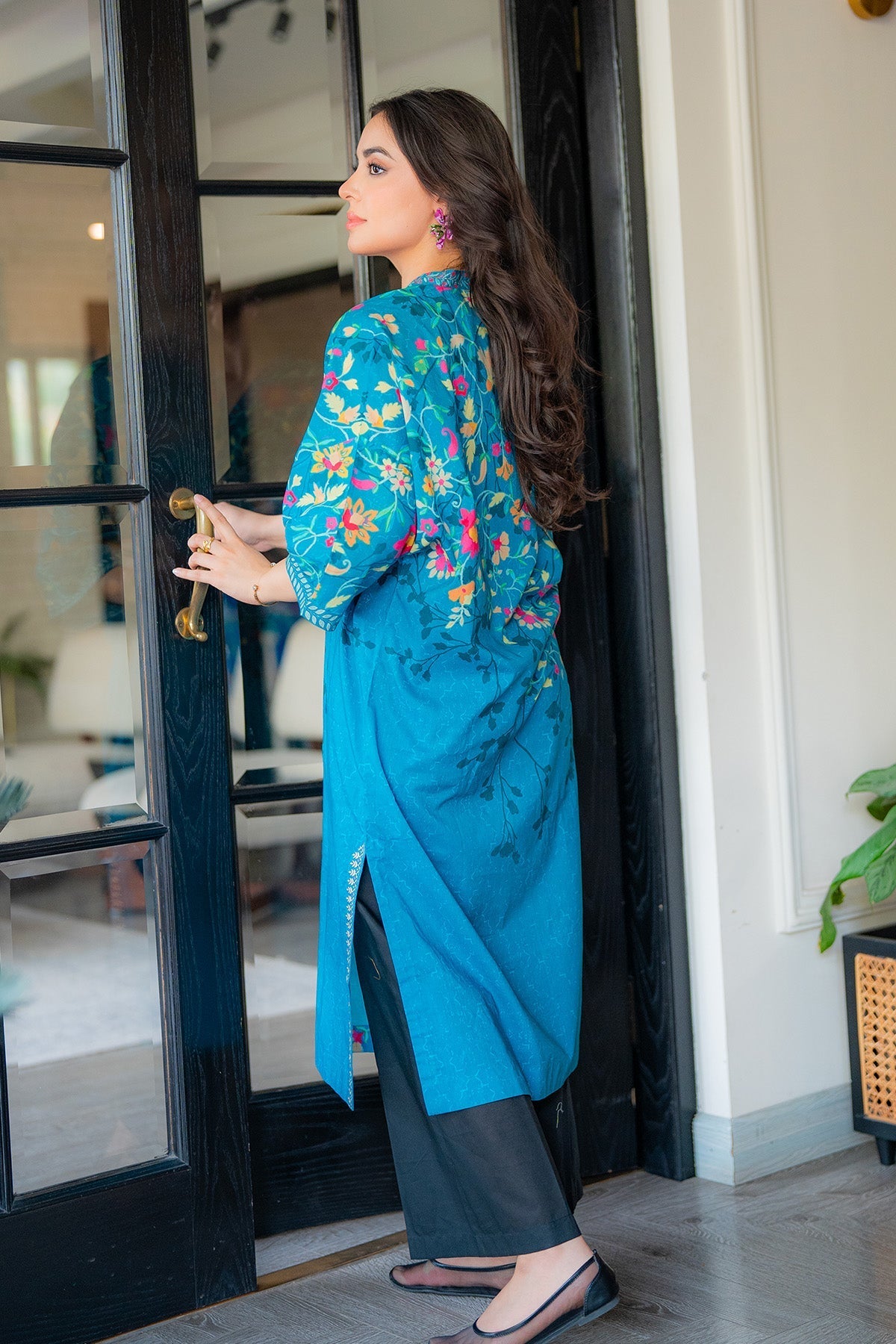 Sahar | Selene Vol 2 | Floral splash-Brand:Sahar-Type:Ladies Clothes-Teal-Lawn-House of Maryam- Buy in UK, USA