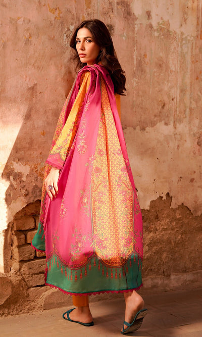 Sahar | Selene Vol 2 | Marigold Magenta-Brand:Sahar-Type:Ladies Clothes-Mustard Yellow-Lawn-House of Maryam- Buy in UK, USA
