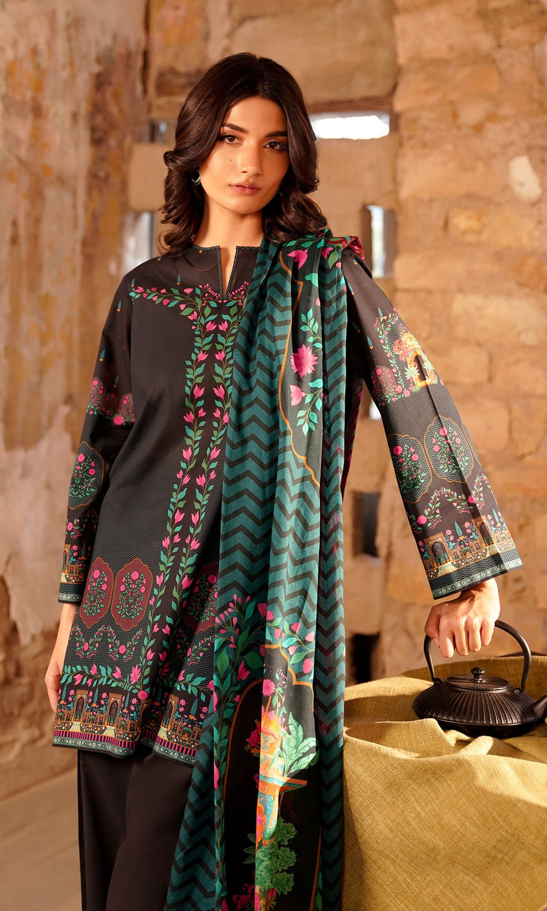 Sahar | Selene Vol 2 | Monochrome Bloom-Brand:Sahar-Type:Ladies Clothes-Black-Lawn-House of Maryam- Buy in UK, USA