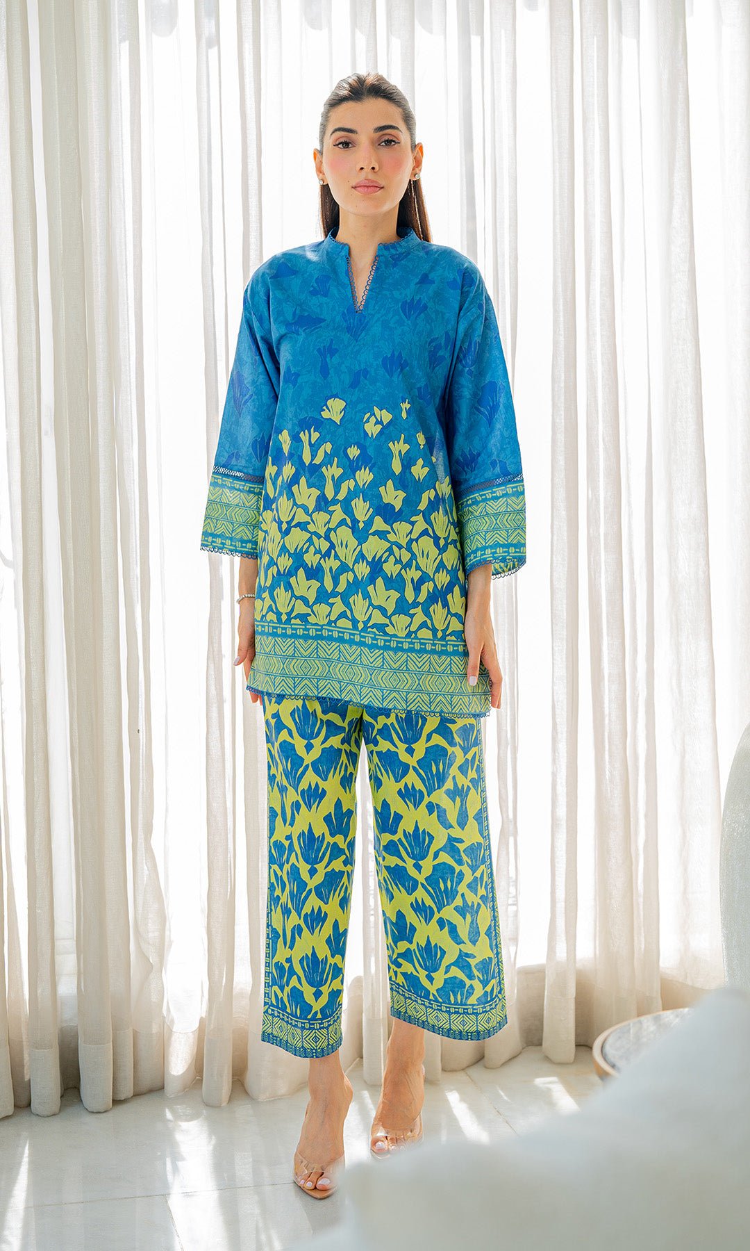 Sahar | Selene Vol 2 | Neon Canopy-Brand:Sahar-Type:Ladies Clothes-Peacock Blue-Lawn-House of Maryam- Buy in UK, USA