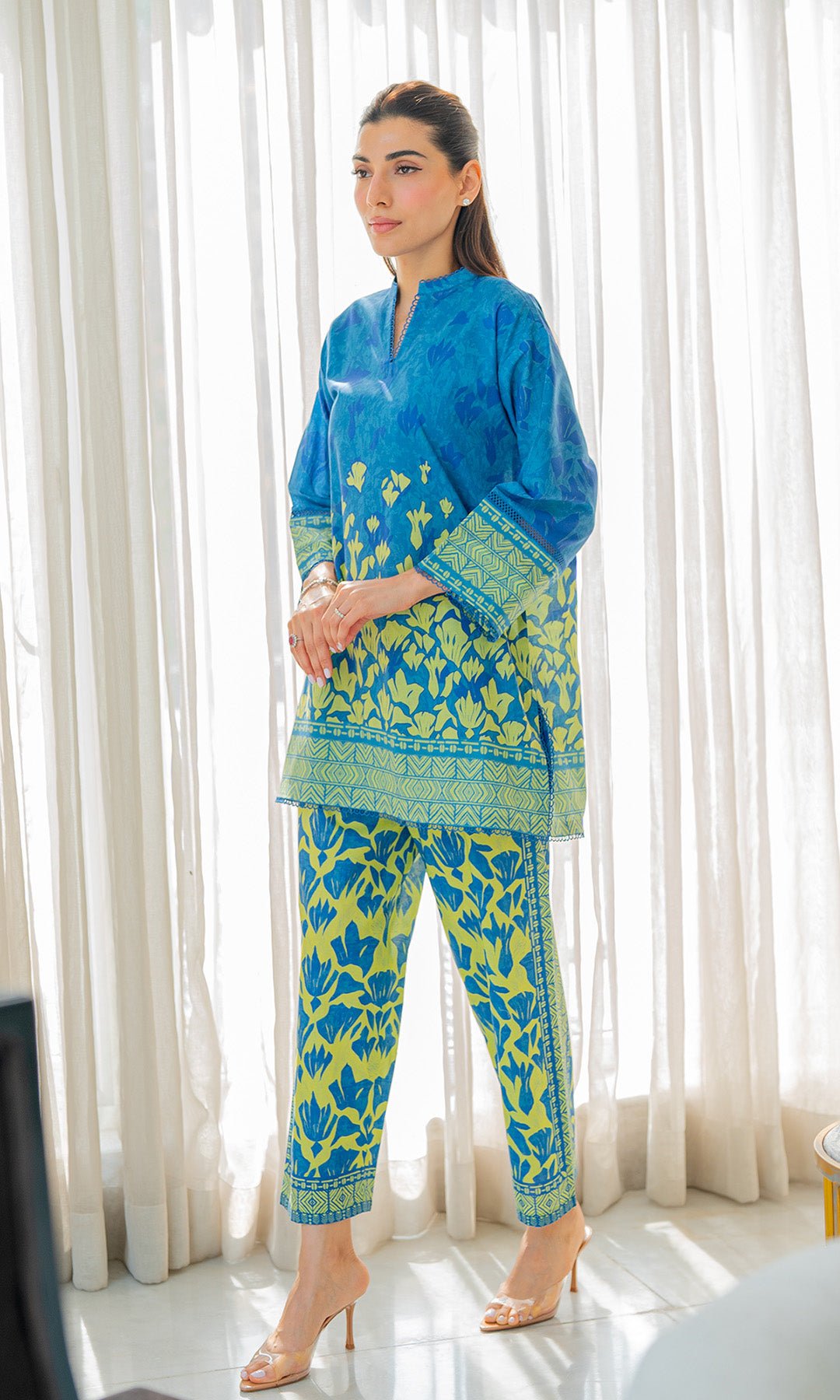 Sahar | Selene Vol 2 | Neon Canopy-Brand:Sahar-Type:Ladies Clothes-Peacock Blue-Lawn-House of Maryam- Buy in UK, USA