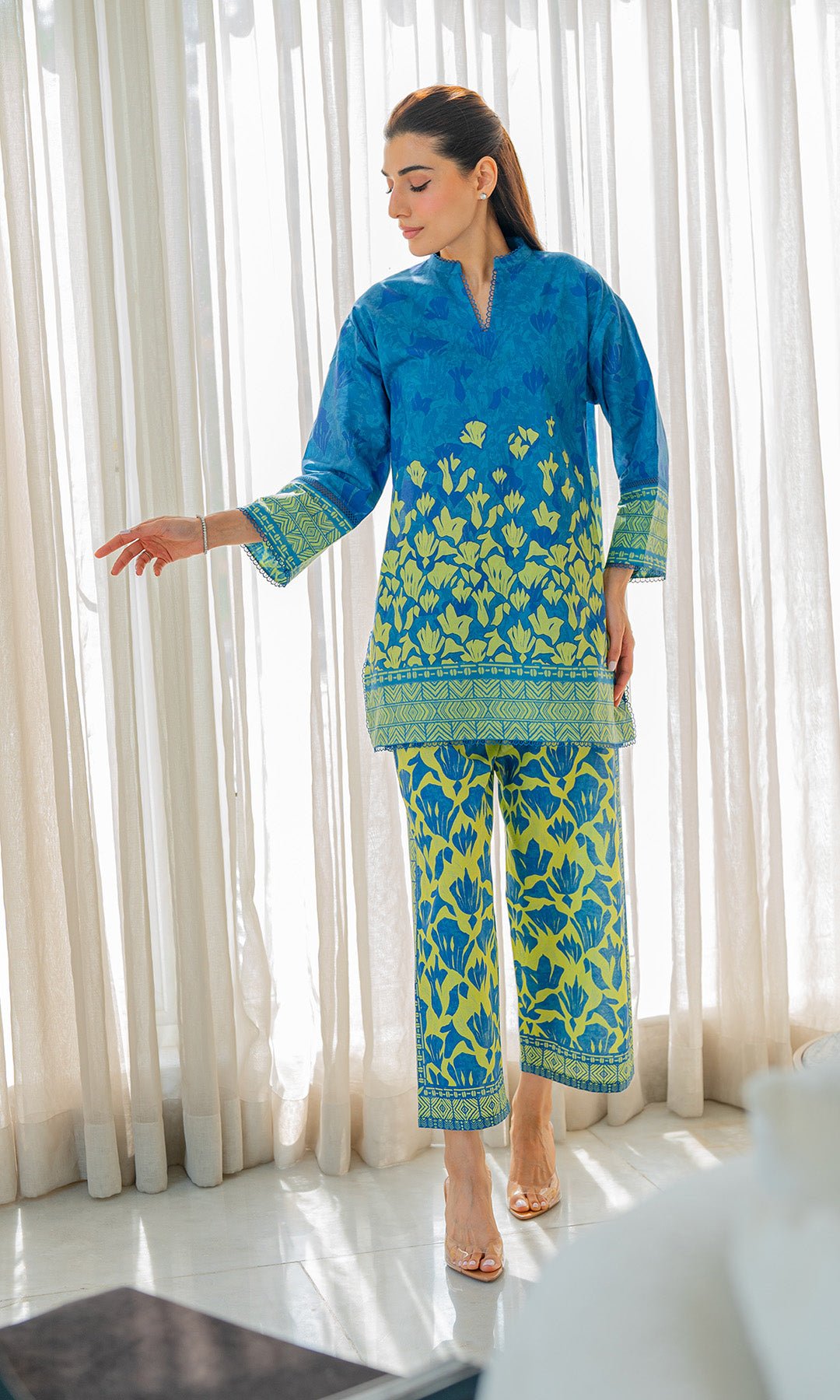 Sahar | Selene Vol 2 | Neon Canopy-Brand:Sahar-Type:Ladies Clothes-Peacock Blue-Lawn-House of Maryam- Buy in UK, USA