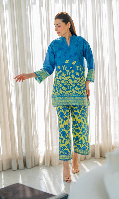 Sahar | Selene Vol 2 | Neon Canopy-Brand:Sahar-Type:Ladies Clothes-Peacock Blue-Lawn-House of Maryam- Buy in UK, USA
