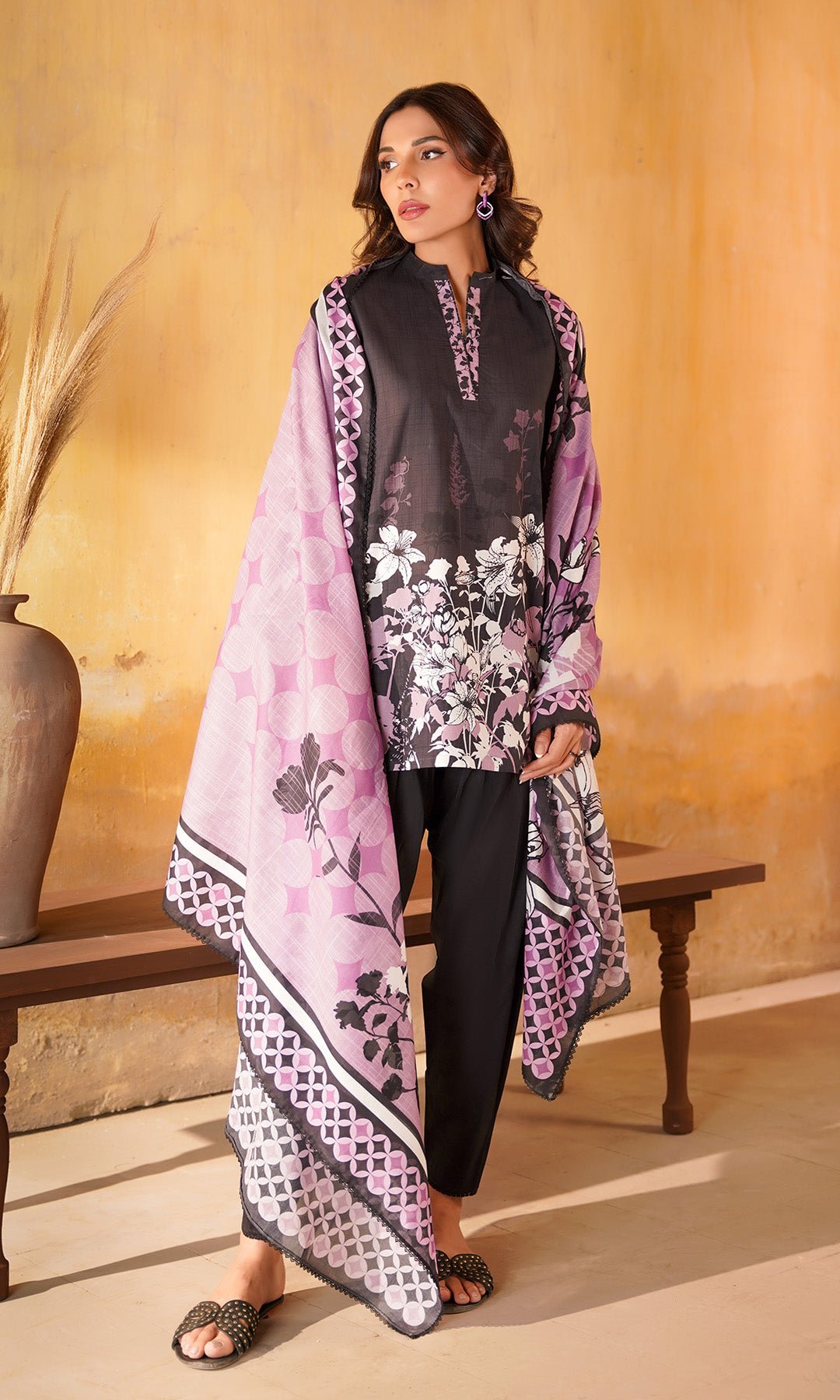 Sahar | Selene Vol 2 |Obsidian Iris-Brand:Sahar-Type:Ladies Clothes-Dark Plum-Lawn-House of Maryam- Buy in UK, USA