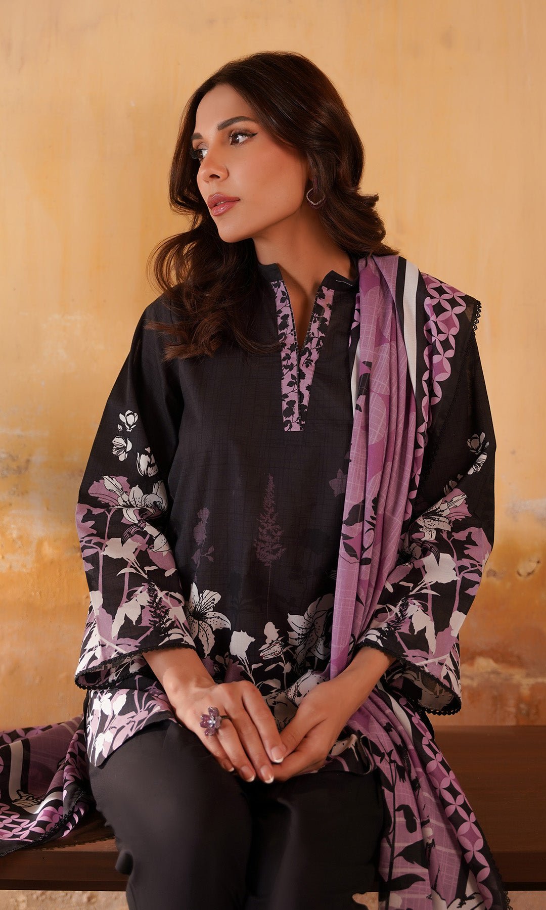 Sahar | Selene Vol 2 |Obsidian Iris-Brand:Sahar-Type:Ladies Clothes-Dark Plum-Lawn-House of Maryam- Buy in UK, USA