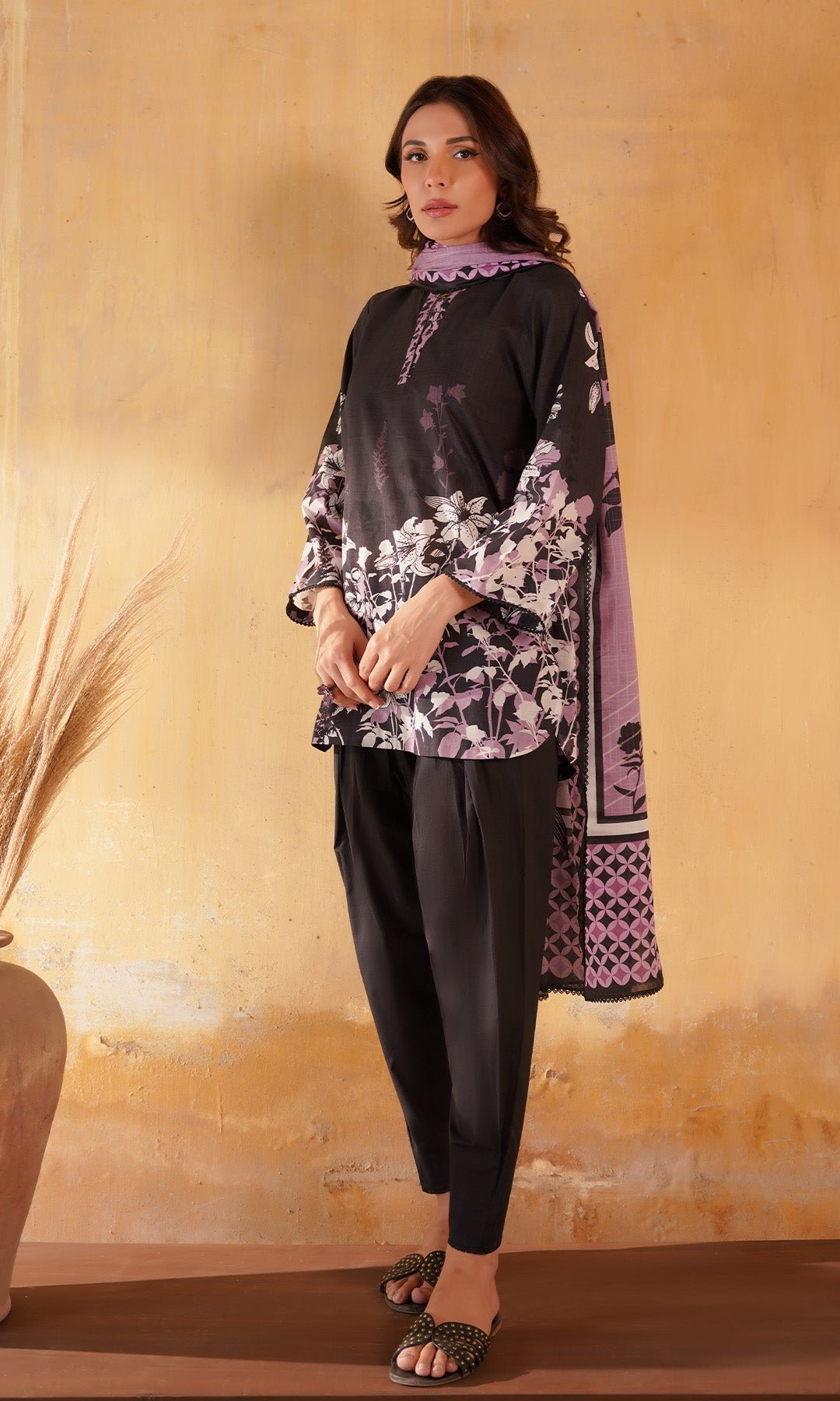 Sahar | Selene Vol 2 |Obsidian Iris-Brand:Sahar-Type:Ladies Clothes-Dark Plum-Lawn-House of Maryam- Buy in UK, USA