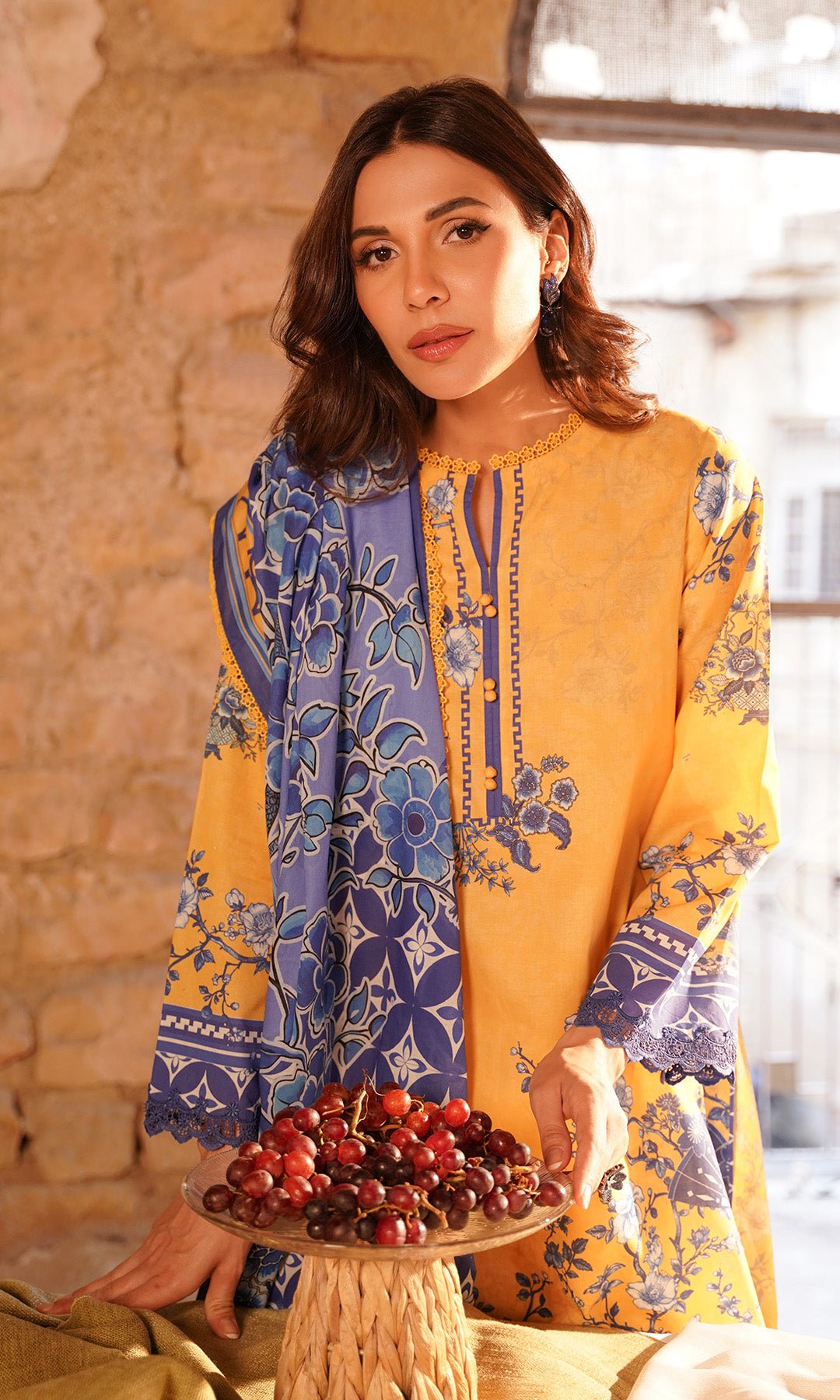 Sahar | Selene Vol 2 | Oriental Bliss-Brand:Sahar-Type:Ladies Clothes-Lawn-Lime Yellow-House of Maryam- Buy in UK, USA