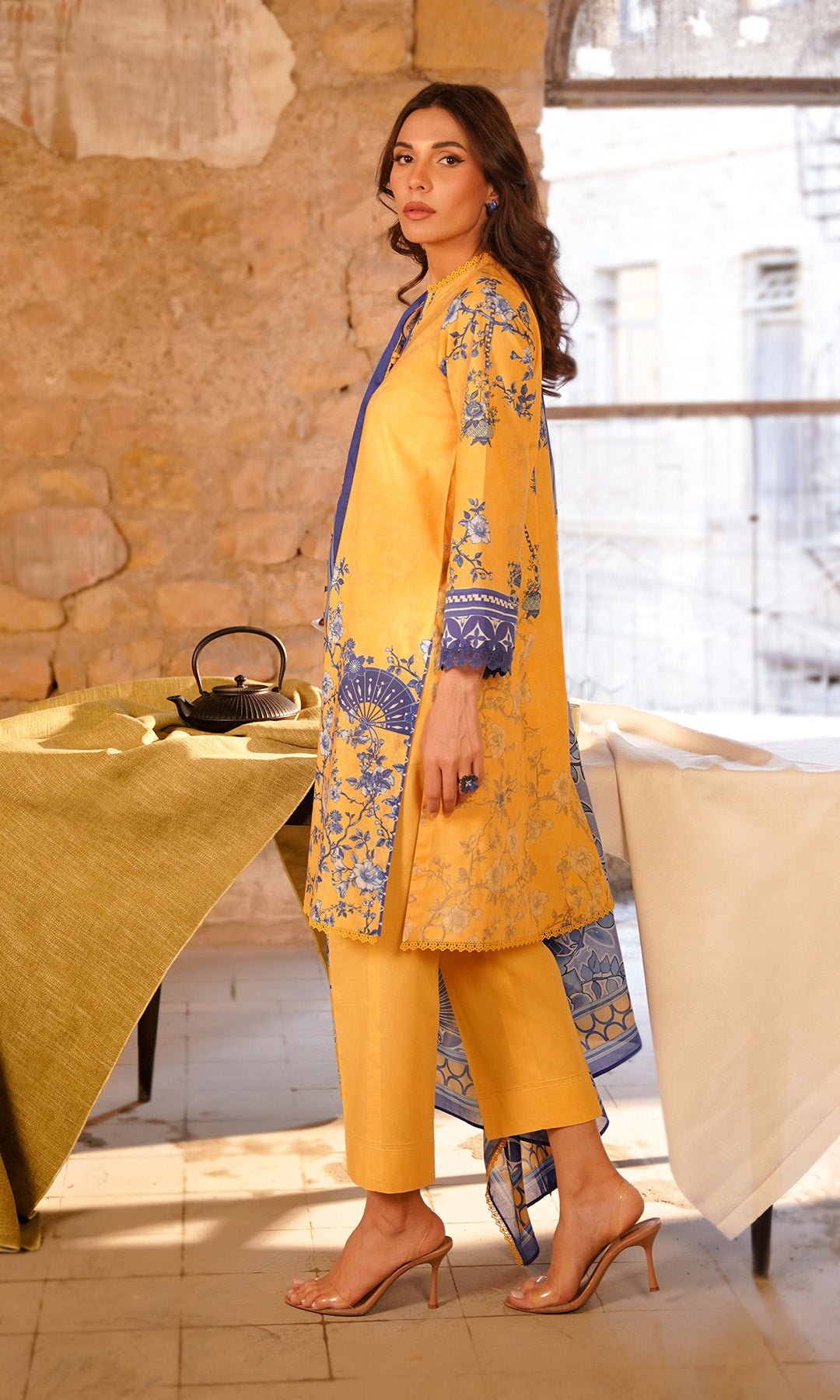 Sahar | Selene Vol 2 | Oriental Bliss-Brand:Sahar-Type:Ladies Clothes-Lawn-Lime Yellow-House of Maryam- Buy in UK, USA