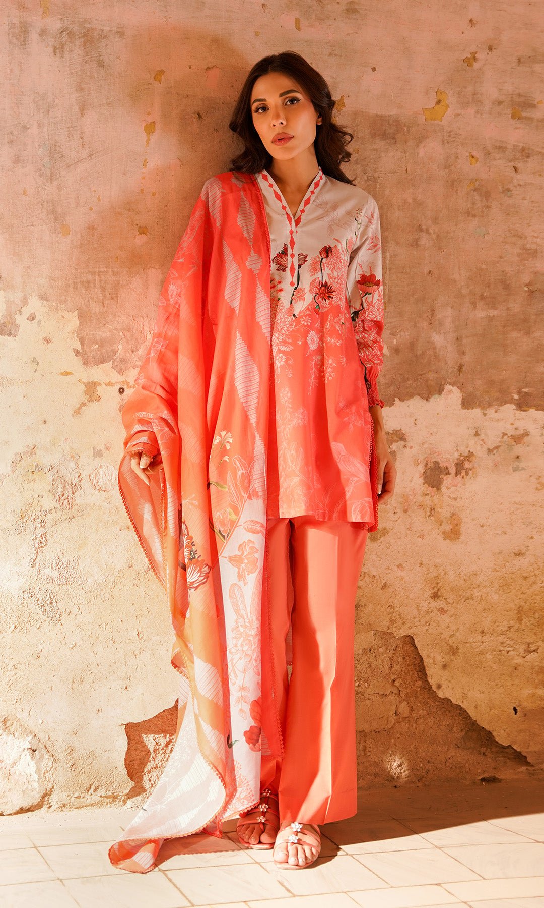 Sahar | Selene Vol 2 | Scarlet Coral-Brand:Sahar-Type:Ladies Clothes-Coral-Lawn-House of Maryam- Buy in UK, USA