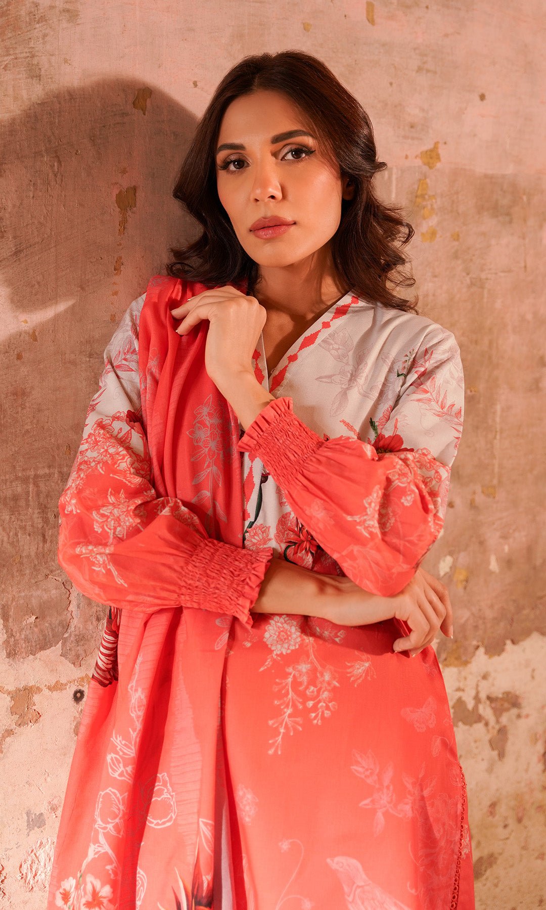 Sahar | Selene Vol 2 | Scarlet Coral-Brand:Sahar-Type:Ladies Clothes-Coral-Lawn-House of Maryam- Buy in UK, USA