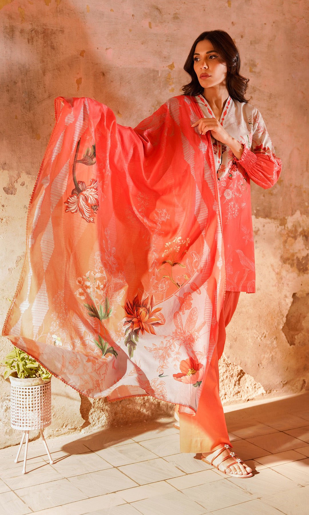 Sahar | Selene Vol 2 | Scarlet Coral-Brand:Sahar-Type:Ladies Clothes-Coral-Lawn-House of Maryam- Buy in UK, USA