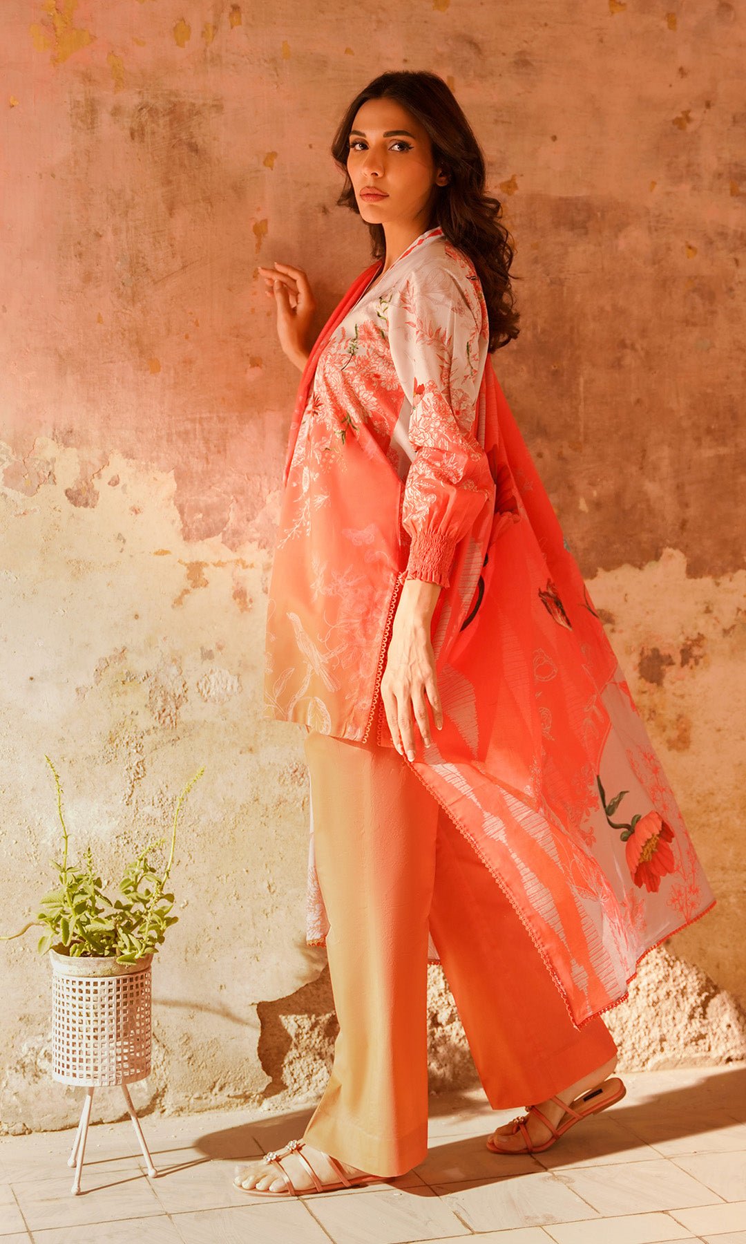 Sahar | Selene Vol 2 | Scarlet Coral-Brand:Sahar-Type:Ladies Clothes-Coral-Lawn-House of Maryam- Buy in UK, USA
