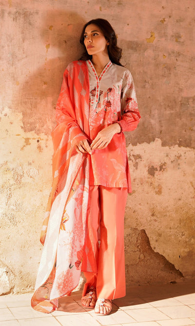 Sahar | Selene Vol 2 | Scarlet Coral-Brand:Sahar-Type:Ladies Clothes-Coral-Lawn-House of Maryam- Buy in UK, USA