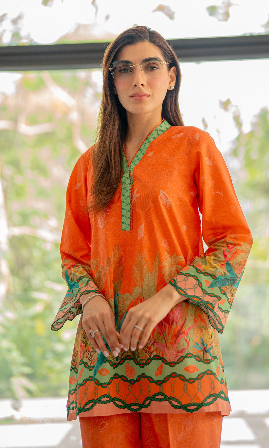 Sahar | Selene Vol 2 | Seashell Bloom-Brand:Sahar-Type:Ladies Clothes-Orange-Cambric-House of Maryam- Buy in UK, USA