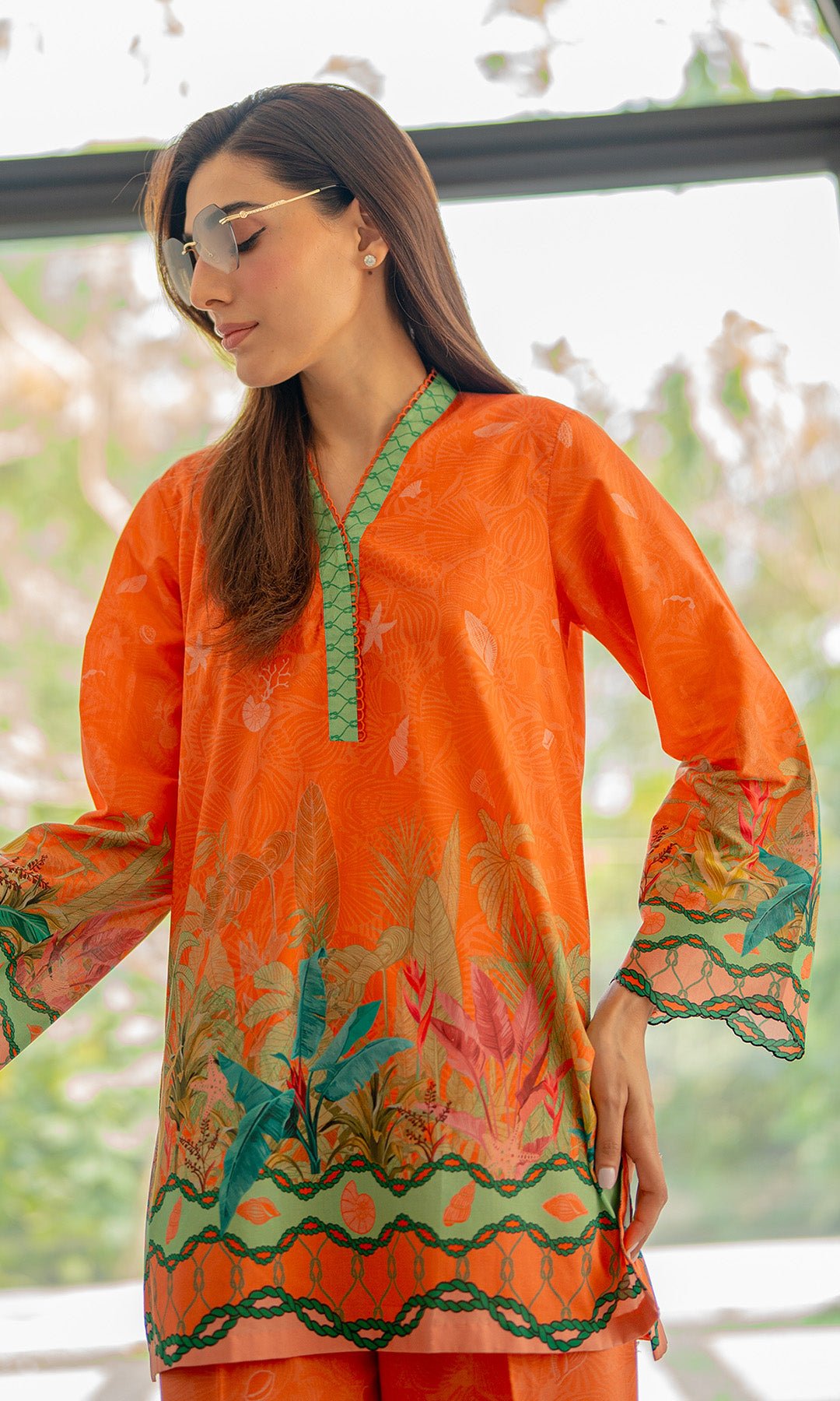 Sahar | Selene Vol 2 | Seashell Bloom-Brand:Sahar-Type:Ladies Clothes-Orange-Cambric-House of Maryam- Buy in UK, USA