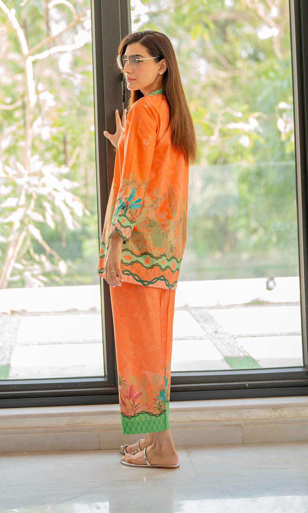 Sahar | Selene Vol 2 | Seashell Bloom-Brand:Sahar-Type:Ladies Clothes-Orange-Cambric-House of Maryam- Buy in UK, USA