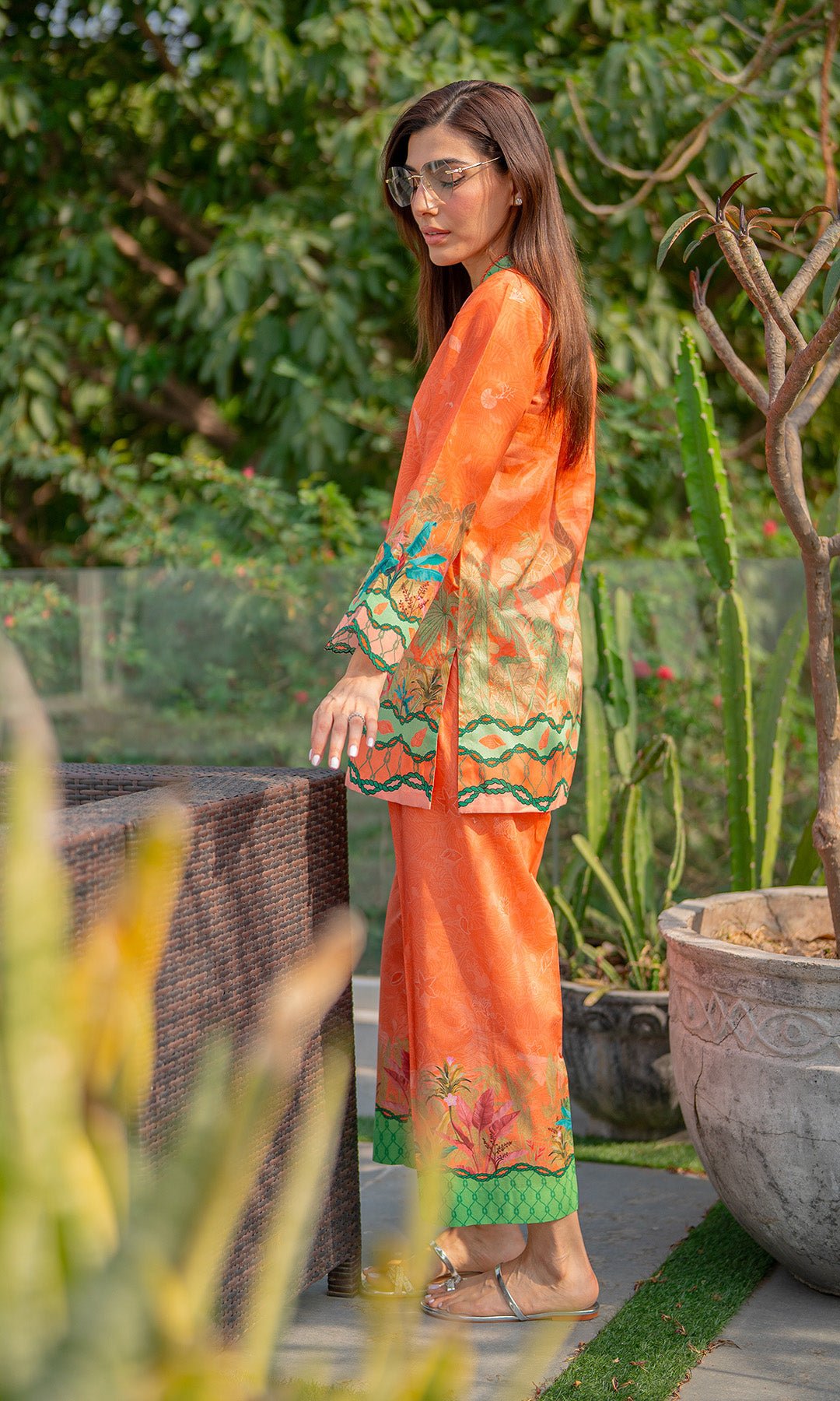 Sahar | Selene Vol 2 | Seashell Bloom-Brand:Sahar-Type:Ladies Clothes-Orange-Cambric-House of Maryam- Buy in UK, USA