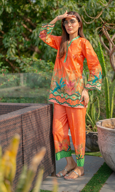 Sahar | Selene Vol 2 | Seashell Bloom-Brand:Sahar-Type:Ladies Clothes-Orange-Cambric-House of Maryam- Buy in UK, USA