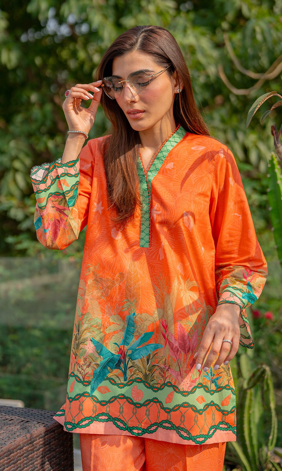 Sahar | Selene Vol 2 | Seashell Bloom-Brand:Sahar-Type:Ladies Clothes-Orange-Cambric-House of Maryam- Buy in UK, USA