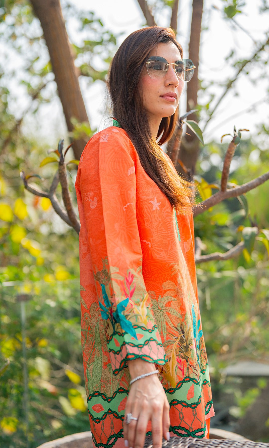 Sahar | Selene Vol 2 | Seashell Bloom-Brand:Sahar-Type:Ladies Clothes-Orange-Cambric-House of Maryam- Buy in UK, USA