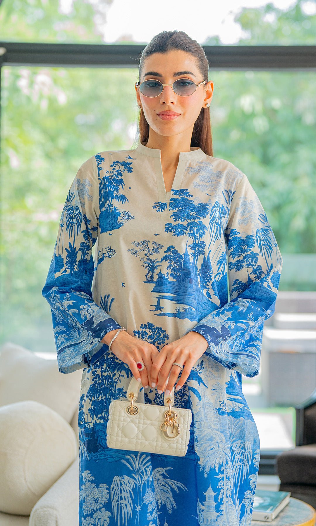 Sahar | Selene Vol 2 | Vignettes in Blue-Brand:Sahar-Type:Ladies Clothes-Peacock Blue-Cambric-House of Maryam- Buy in UK, USA