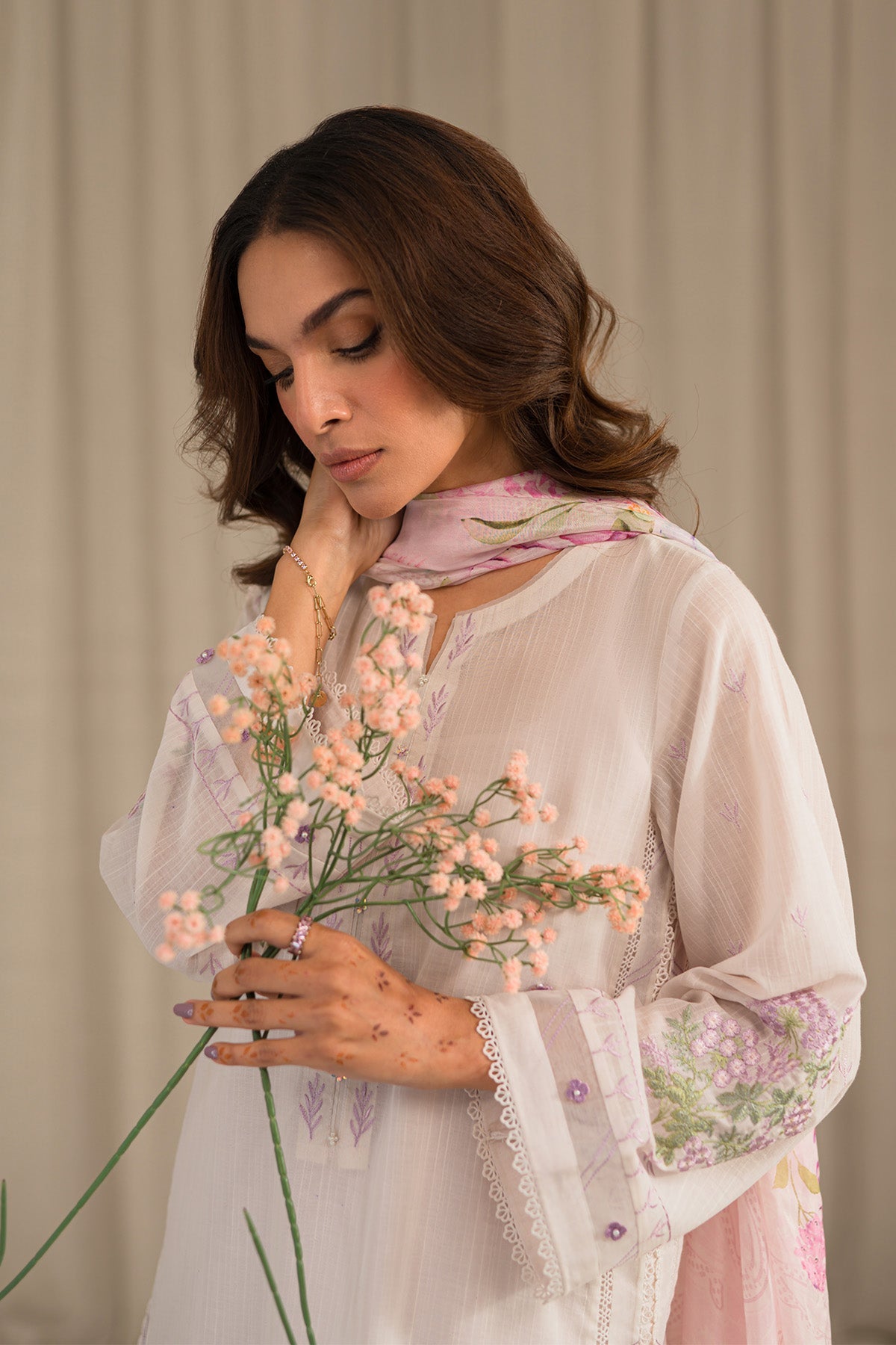 Sahar | Mirage Spring Luxury 24 | Slub Lawn 3 Piece (Embroidered) -  Sahar Luxury - Original Designer Dress - House of Maryam
