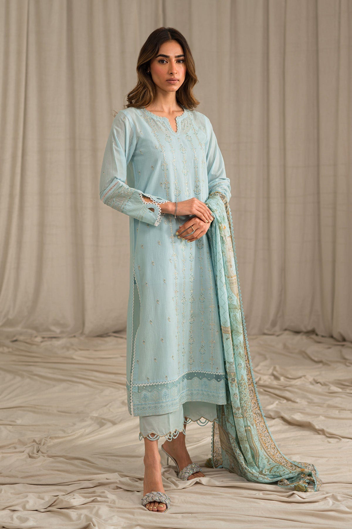 Sahar | Mirage Spring Luxury 24 | Slub Lawn 3 Piece (Embroidered) -  Sahar Luxury - Original Designer Dress - House of Maryam