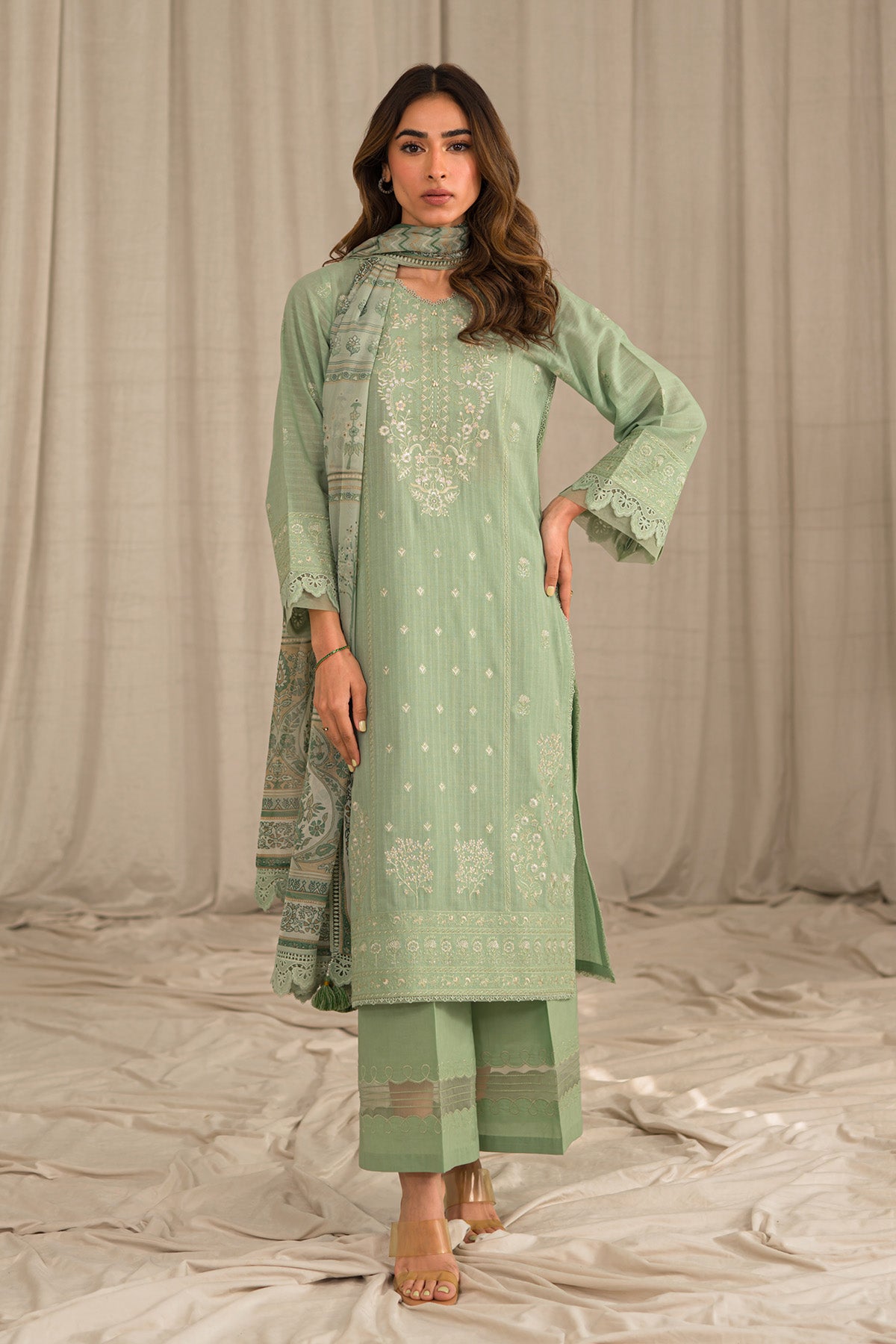 Sahar | Mirage Spring Luxury 24 | Textured Lawn 3 Piece (Embroidered) -  Sahar Luxury -  House of Maryam
