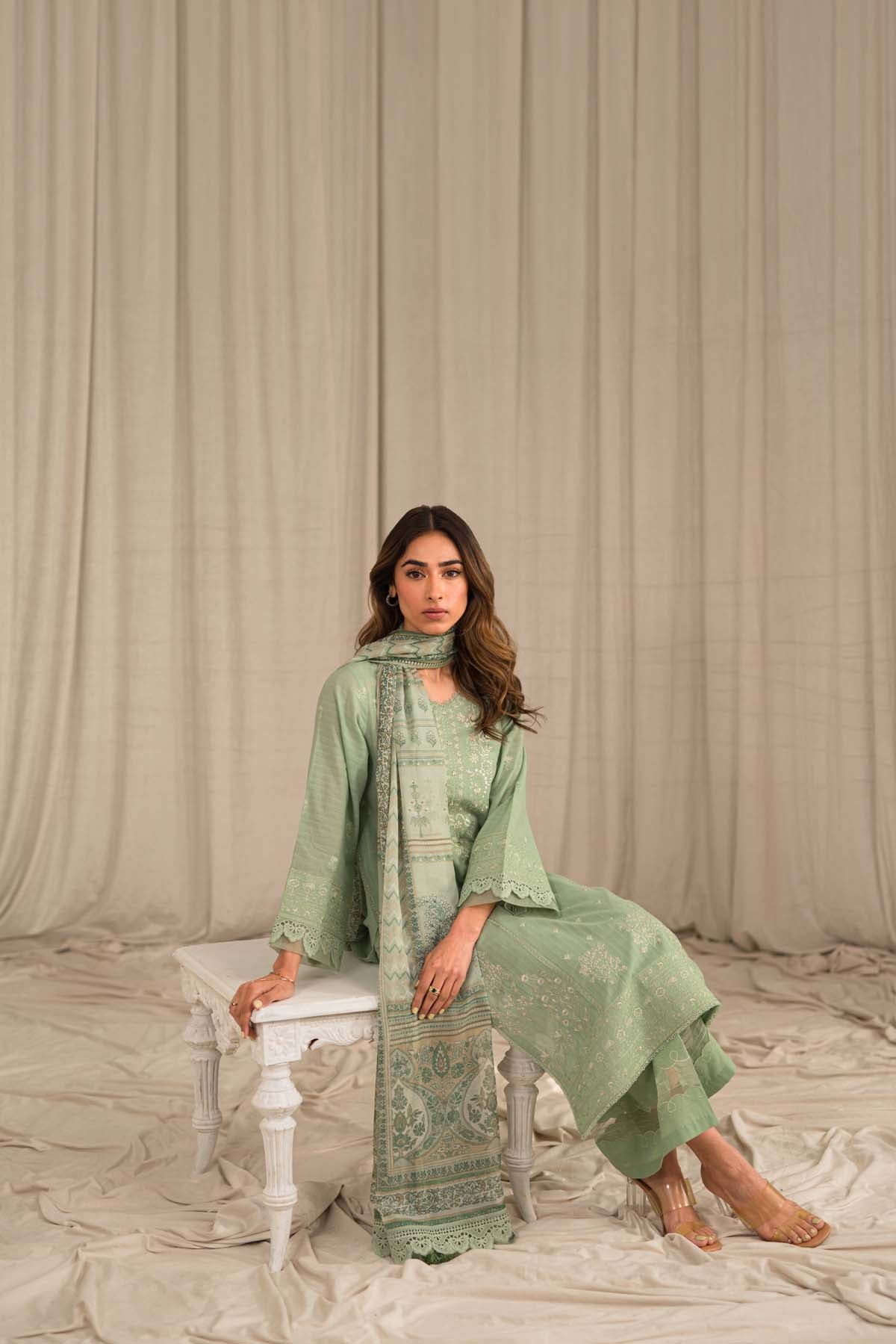 Sahar | Mirage Spring Luxury 24 | Textured Lawn 3 Piece (Embroidered) -  Sahar Luxury -  House of Maryam
