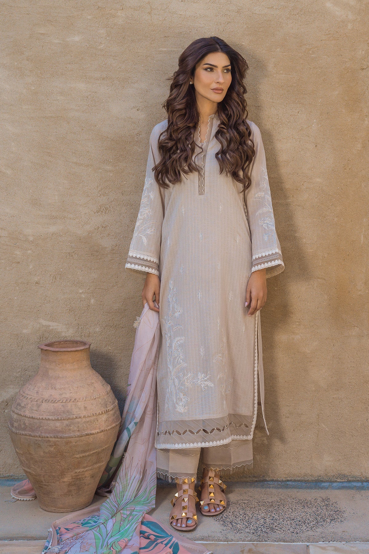 Sahar | Mirage Spring Luxury 24 | Textured Lawn 3 Piece (Embroidered) -  Sahar Luxury -  House of Maryam