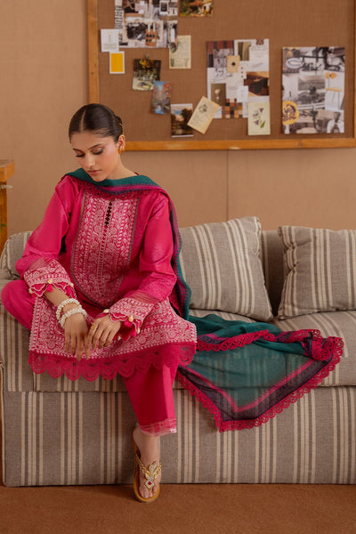 Saira Rizwan | Laanem Summer Lawn 25 | ELARA-A-SRL25-01-Brand:Saira Rizwan-Type:Ladies Clothes-Hot Pink-Lawn-House of Maryam- Buy in UK, USA