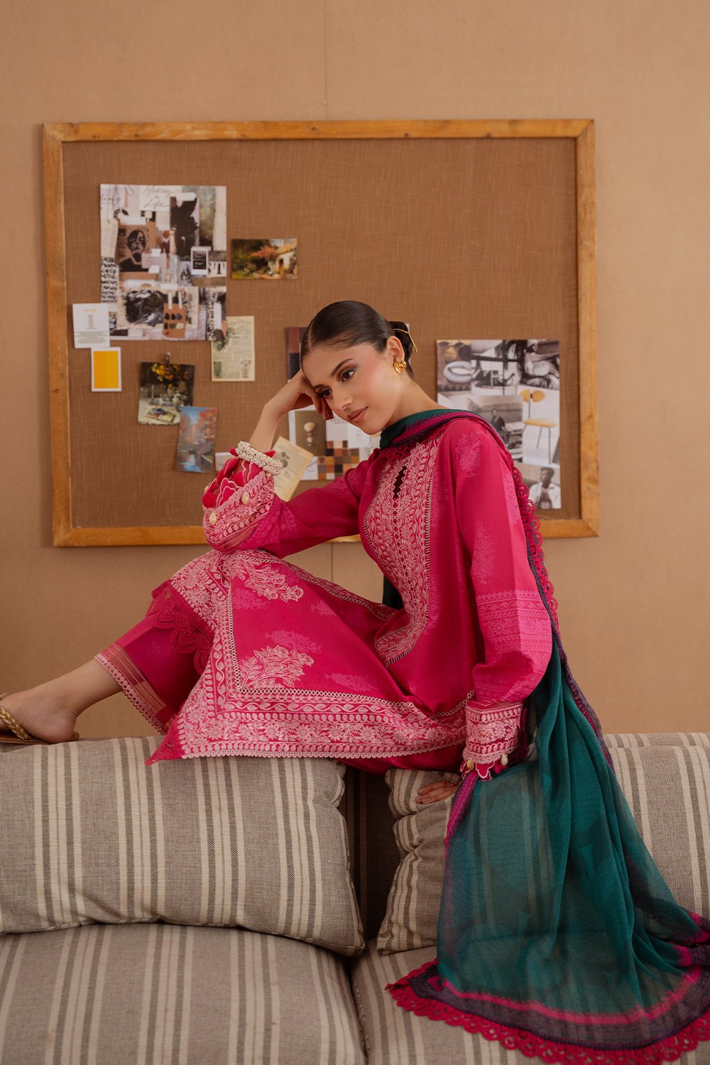 Saira Rizwan | Laanem Summer Lawn 25 | ELARA-A-SRL25-01-Brand:Saira Rizwan-Type:Ladies Clothes-Hot Pink-Lawn-House of Maryam- Buy in UK, USA