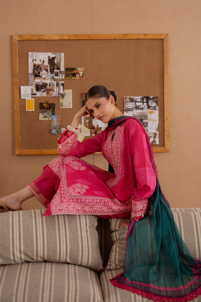 Saira Rizwan | Laanem Summer Lawn 25 | ELARA-A-SRL25-01-Brand:Saira Rizwan-Type:Ladies Clothes-Hot Pink-Lawn-House of Maryam- Buy in UK, USA