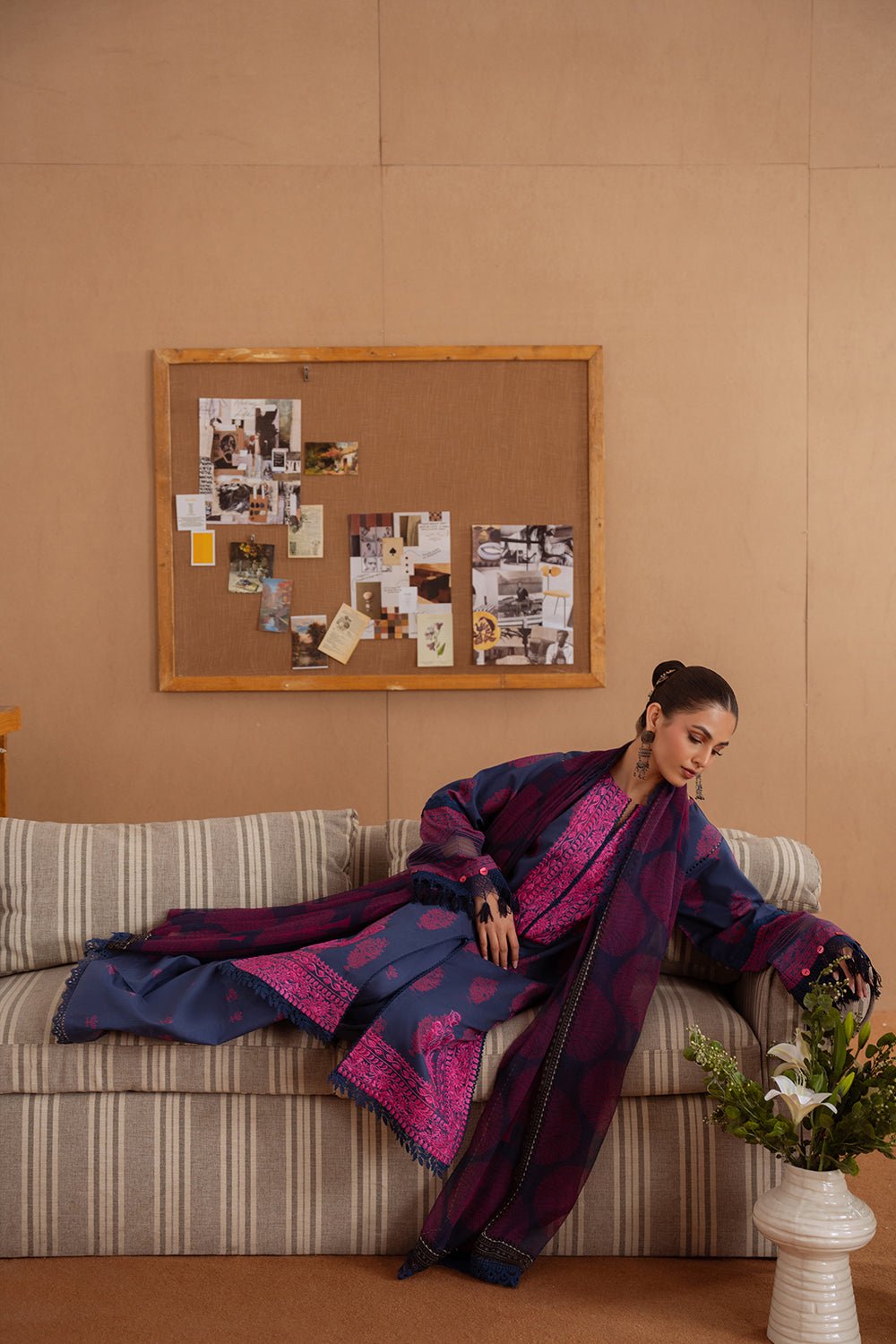 Saira Rizwan | Laanem Summer Lawn 25 | ELARA-B-SRL25-01-Brand:Saira Rizwan-Type:Ladies Clothes-Navy-Lawn-House of Maryam- Buy in UK, USA