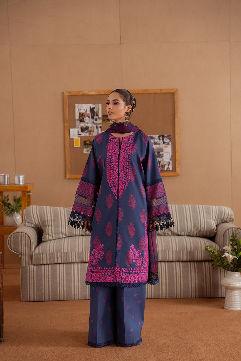 Saira Rizwan | Laanem Summer Lawn 25 | ELARA-B-SRL25-01-Brand:Saira Rizwan-Type:Ladies Clothes-Navy-Lawn-House of Maryam- Buy in UK, USA
