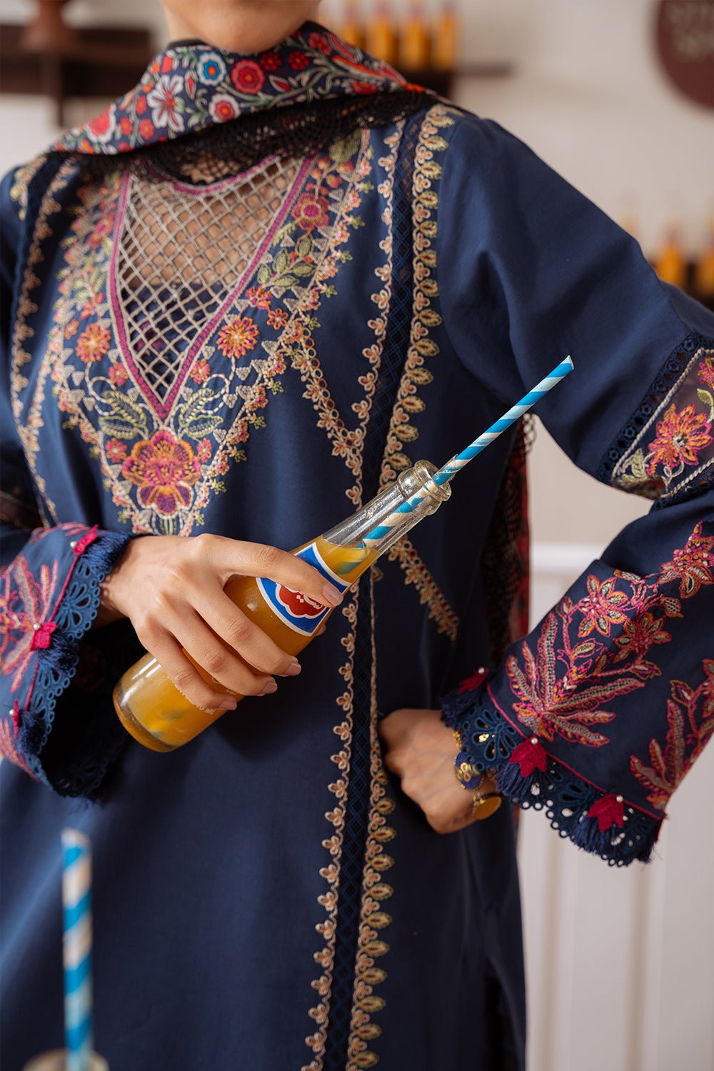 Saira Rizwan | Laanem Summer Lawn 25 | ELIF-A-SRL25-05-Brand:Saira Rizwan-Type:Ladies Clothes-Navy-Lawn-House of Maryam- Buy in UK, USA