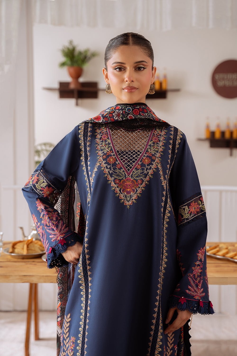 Saira Rizwan | Laanem Summer Lawn 25 | ELIF-A-SRL25-05-Brand:Saira Rizwan-Type:Ladies Clothes-Navy-Lawn-House of Maryam- Buy in UK, USA