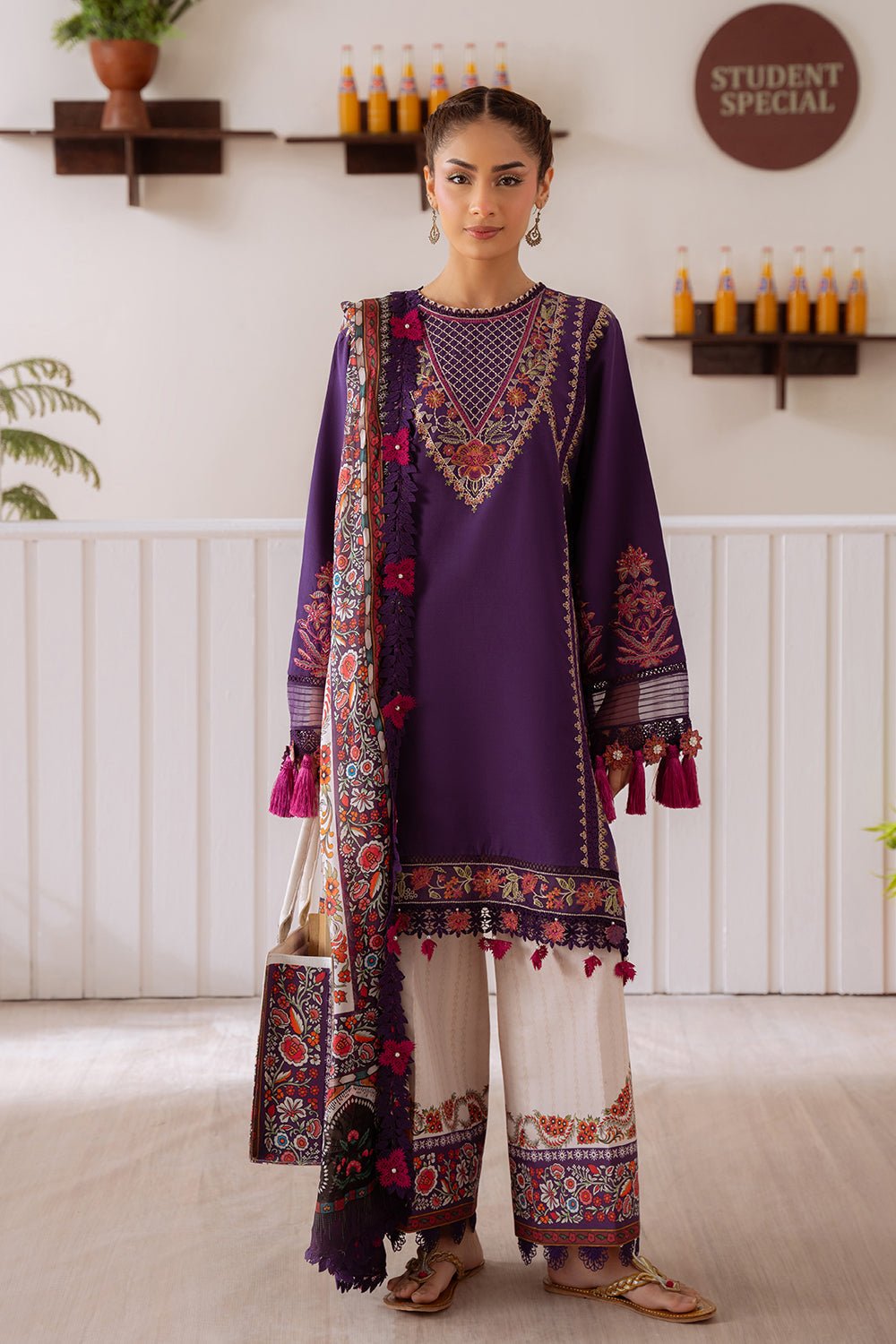 Saira Rizwan | Laanem Summer Lawn 25 | ELIF-B-SRL25-05-Brand:Saira Rizwan-Type:Ladies Clothes-Dark Purple-Lawn-House of Maryam- Buy in UK, USA