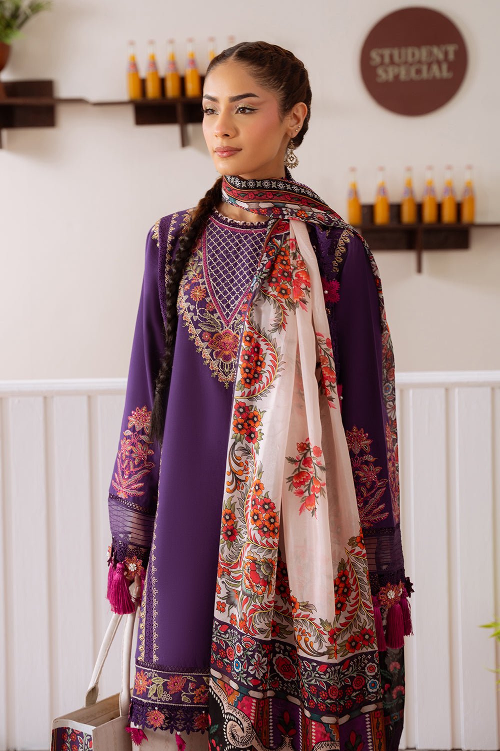 Saira Rizwan | Laanem Summer Lawn 25 | ELIF-B-SRL25-05-Brand:Saira Rizwan-Type:Ladies Clothes-Dark Purple-Lawn-House of Maryam- Buy in UK, USA