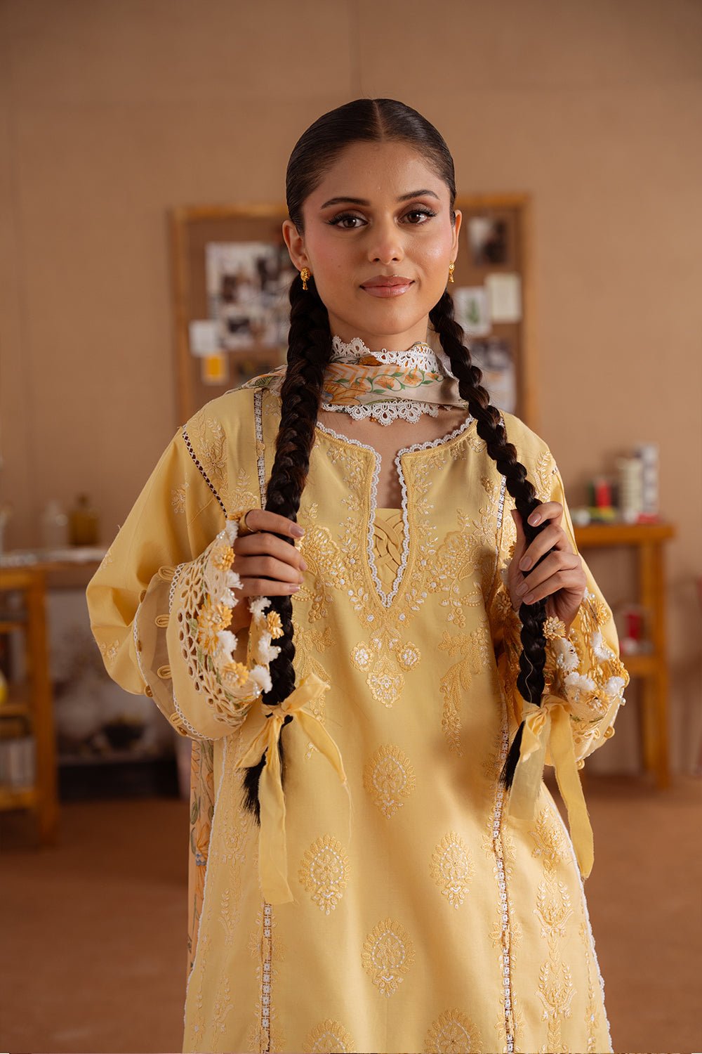 Saira Rizwan | Laanem Summer Lawn 25 | LEYLA-A-SRL25-04-Brand:Saira Rizwan-Type:Ladies Clothes-Maize Yellow-Lawn-House of Maryam- Buy in UK, USA