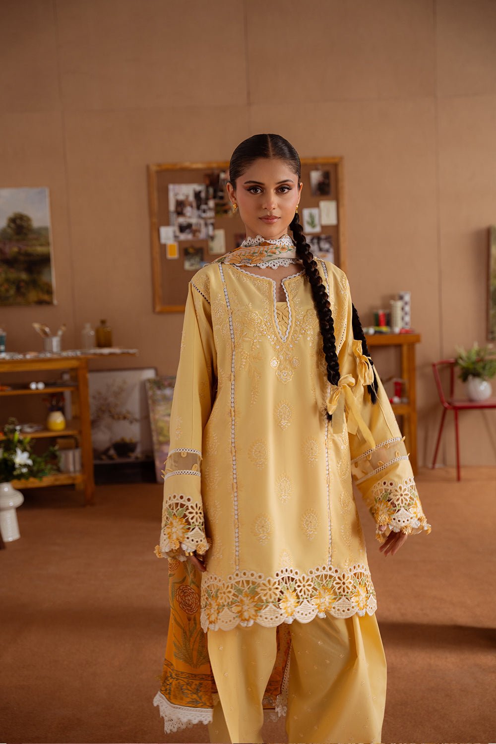Saira Rizwan | Laanem Summer Lawn 25 | LEYLA-A-SRL25-04-Brand:Saira Rizwan-Type:Ladies Clothes-Maize Yellow-Lawn-House of Maryam- Buy in UK, USA