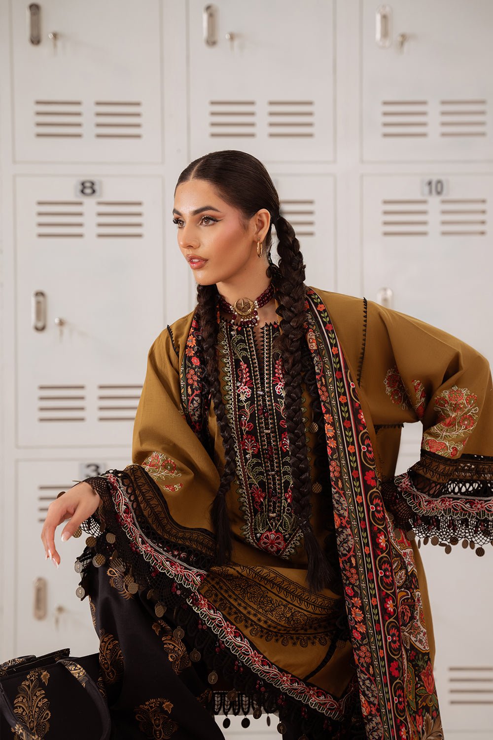 Saira Rizwan | Laanem Summer Lawn 25 | NAZLI-A-SRL25-06-Brand:Saira Rizwan-Type:Ladies Clothes-Coffee-Lawn-House of Maryam- Buy in UK, USA