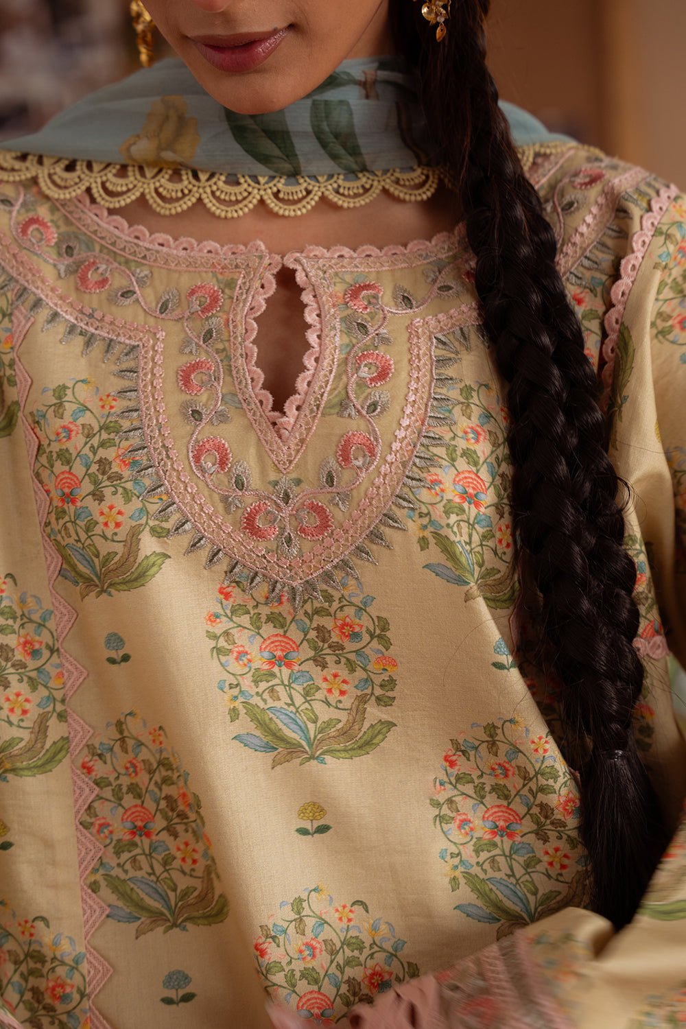 Saira Rizwan | Laanem Summer Lawn 25 | NERIDA-A-SRL25-02-Brand:Saira Rizwan-Type:Ladies Clothes-Beige-Lawn-House of Maryam- Buy in UK, USA