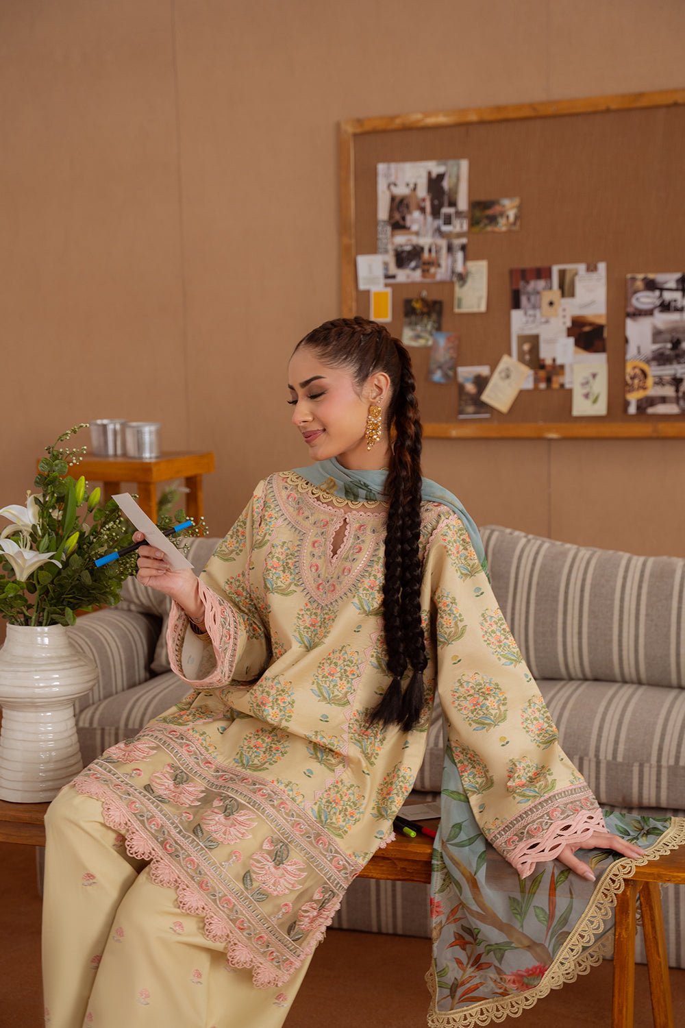 Saira Rizwan | Laanem Summer Lawn 25 | NERIDA-A-SRL25-02-Brand:Saira Rizwan-Type:Ladies Clothes-Beige-Lawn-House of Maryam- Buy in UK, USA