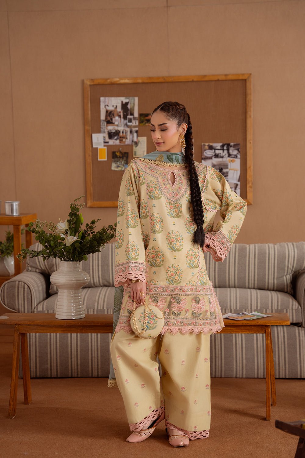 Saira Rizwan | Laanem Summer Lawn 25 | NERIDA-A-SRL25-02-Brand:Saira Rizwan-Type:Ladies Clothes-Beige-Lawn-House of Maryam- Buy in UK, USA