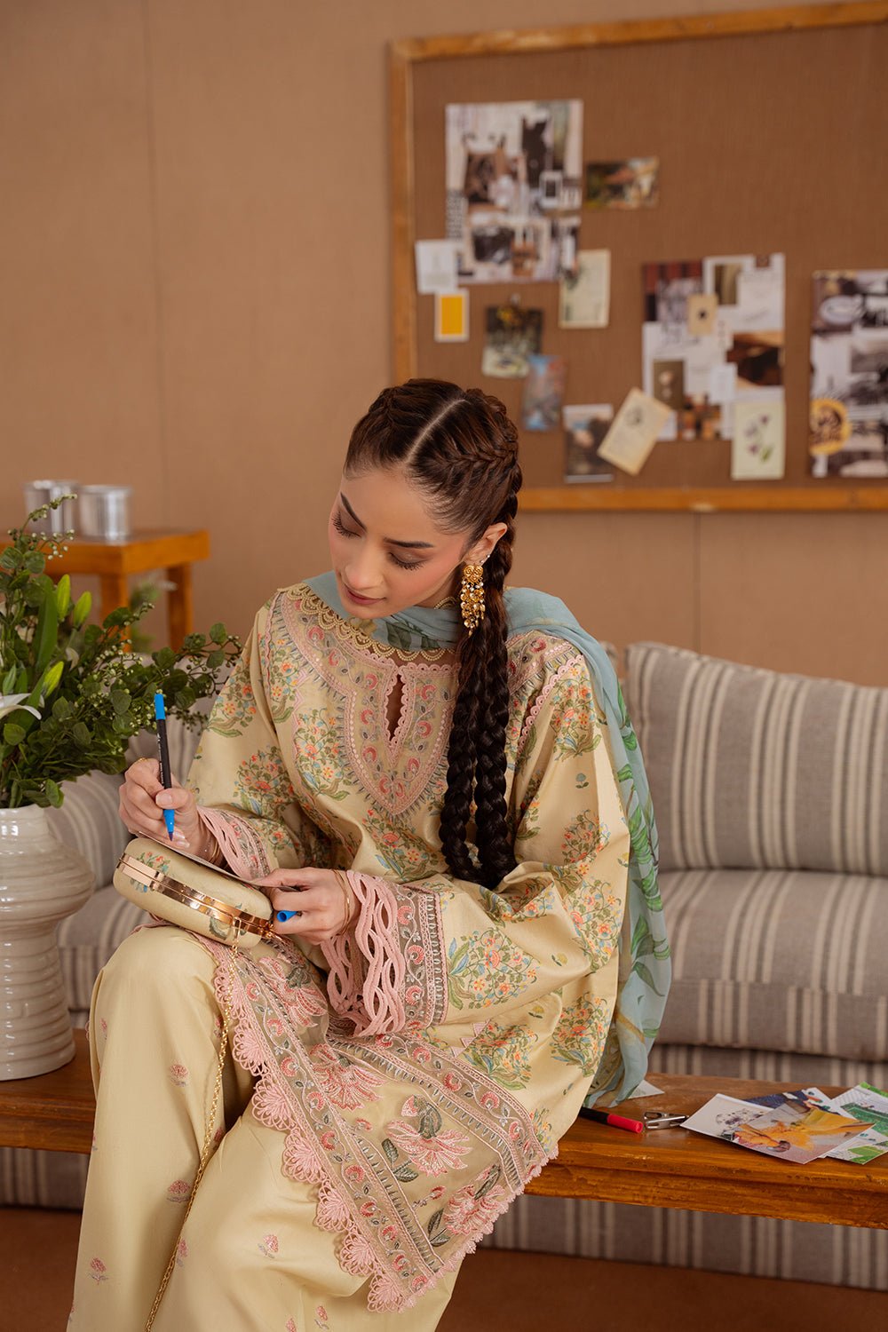 Saira Rizwan | Laanem Summer Lawn 25 | NERIDA-A-SRL25-02-Brand:Saira Rizwan-Type:Ladies Clothes-Beige-Lawn-House of Maryam- Buy in UK, USA